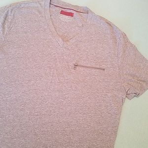 Men's Alfani Slim Fit Vneck Zipper Pocket Tee L